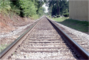 Vías de tren y perspectiva.