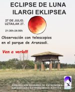 Observación pública del eclipse de Luna en Pamplona con la Agrupación Navarra de Astronomía.